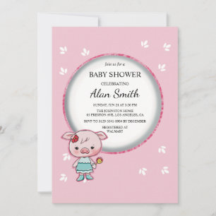 Süße rosa Schwein Baby Shower Einladung