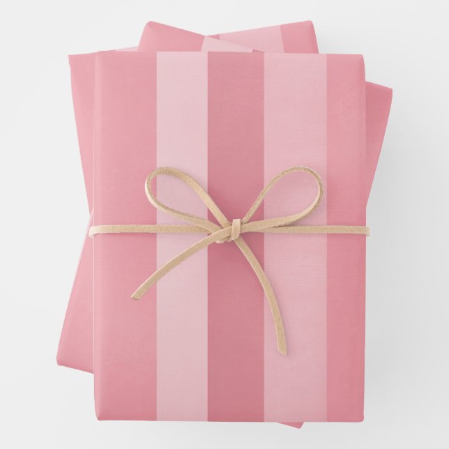 Süße rosa texturierte Streifenmuster Geschenkpapier Set (Beispiel)
