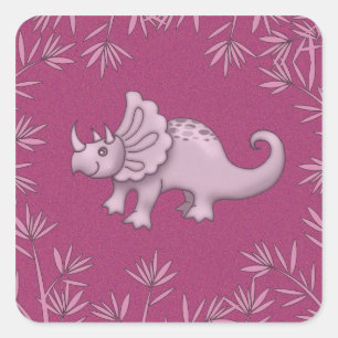 Süße rosa Triceratops-Aufkleber Quadratischer Aufkleber