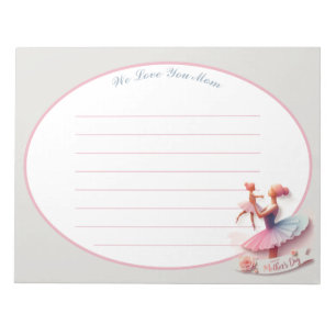 Süße rosa und blaue Aquarell-Ballerina-Mutter Notizblock