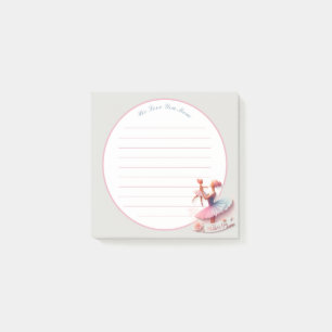Süße rosa und blaue Wasserfarben-Ballerina-Mutter Post-it Klebezettel