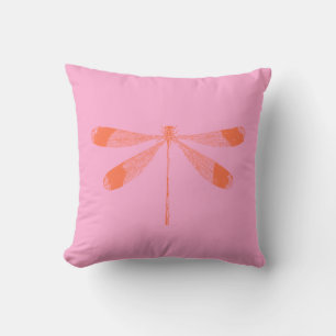 Süße rosa und orangefarbene Vintage-Libelle stilvo Kissen