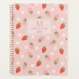 Süße rosa und rote Erdbeeren Monogramm Tagesplaner Planer