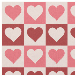 Süße rosa und rote karierte Herzen Muster Stoff