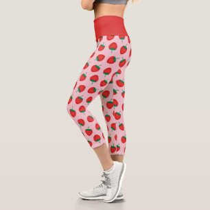 Süße rosa und rote Sommer Erdbeere Capri Leggings