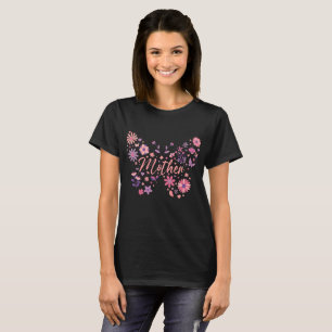 Süße rosa und violette Blumen-Mutter T-Shirt