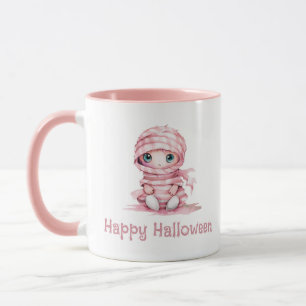 Süße rosa und weiße Mumie Frohes Halloween Tasse