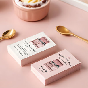 Süße rosa Vintage-Backofen-Bäckerei Visitenkarte