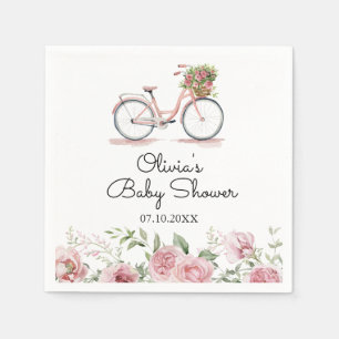Süße rosa Vintage-Fahrrad Mädchen-Baby-Party Serviette
