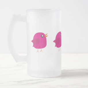 Süße rosa Vogelillustration Mattglas Bierglas