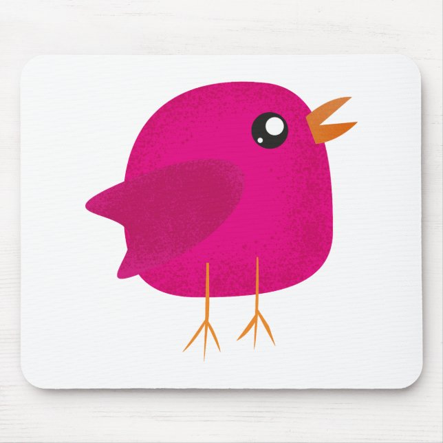 Süße rosa Vogelillustration Mousepad (Vorne)