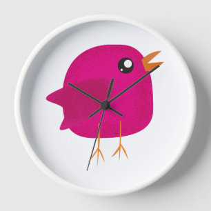 Süße rosa Vogelillustration Uhr