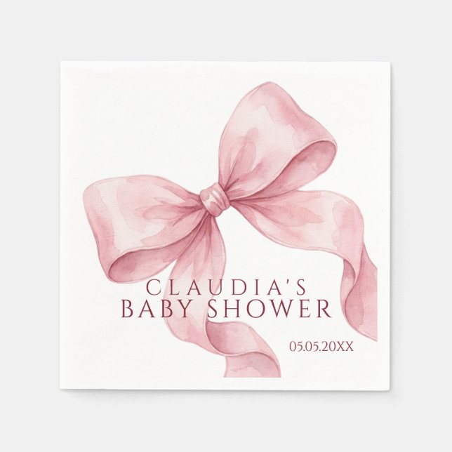Süße rosa Wasserfarbe-Bogen-Baby-Party  Serviette (Vorderseite)