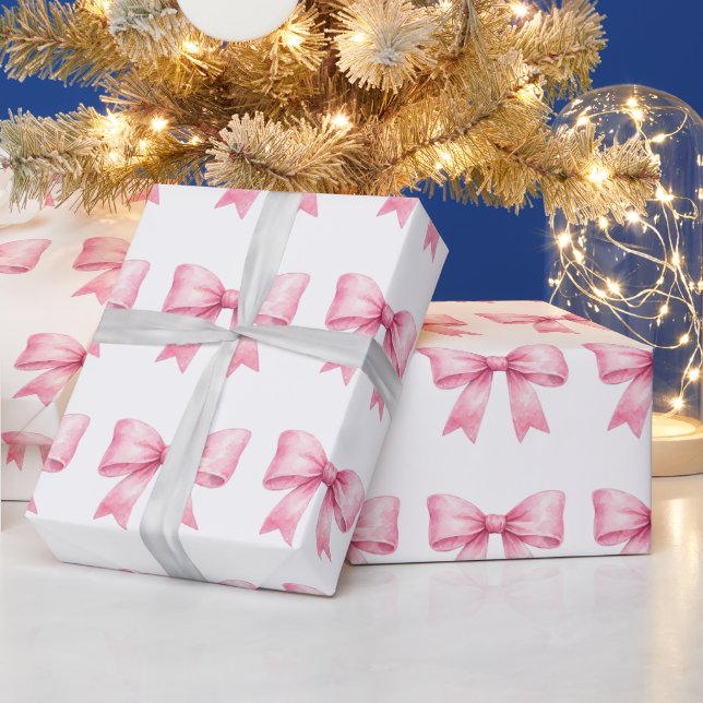 süße rosa Wasserfarbe Schleife Schenkung Geschenkpapier (Feiertage)