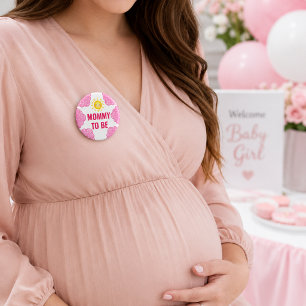 Süße rosa Wasserfarbe-Wolke-Mama-wird-Baby-Party Button