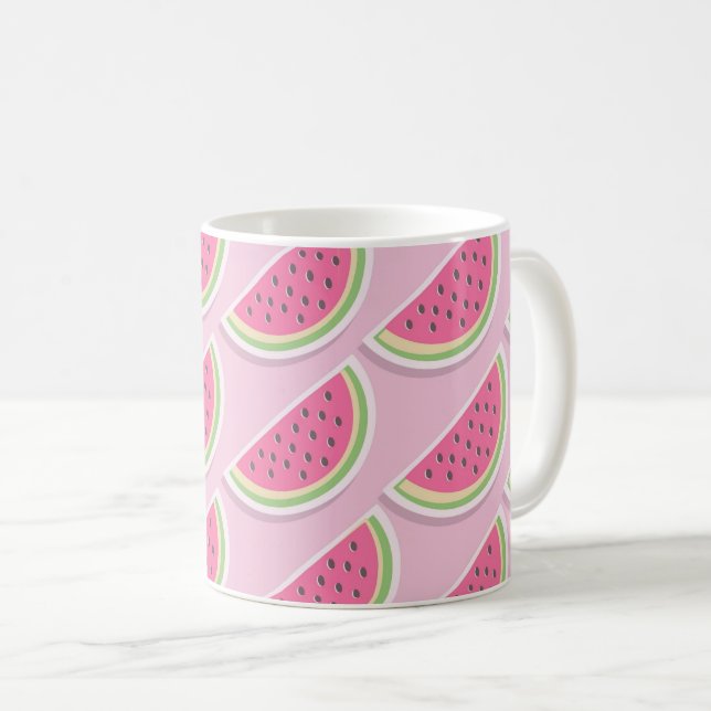 Süße rosa Wassermelonen-Muster Kaffeetasse (VorderseiteRechts)