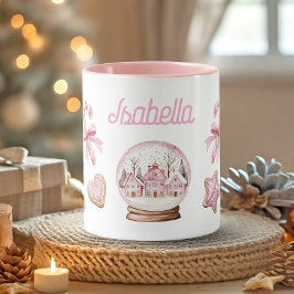Süße rosa Weihnachts-Gingerbread-Cookies-Name Tasse
