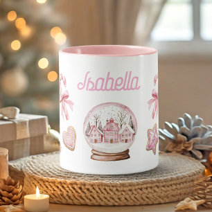 Süße rosa Weihnachts-Gingerbread-Cookies-Name Tasse