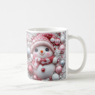 Süße rosa Weihnachts-Schneemann-Tasse | Gemütliche Kaffeetasse