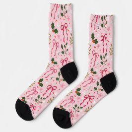 Süße rosa Weihnachtsstrümpfe mit Stechpalme Socken