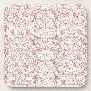 Süße rosa weiße vintage Blumenmuster Getränkeuntersetzer