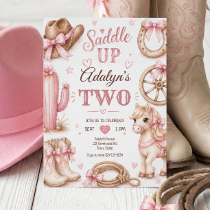 Süße rosa Western-Cowgirl-Pferd-Geburtstag Einladung