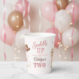 Süße rosa Western-Cowgirl Pferd Geburtstag Pappbecher