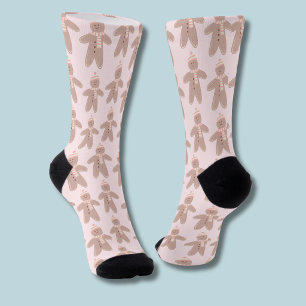 Süße rosa Winter-Lebkuchenmänner Socken
