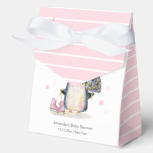 Süße rosa Winter-Wald-Pinguin-Baby-Party Geschenkschachtel