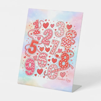 Süße rosa Zahlen Mathe-Schreibtisch-Kunst für Kind Sockelschild