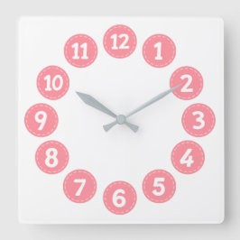 Süße rosa Zahlen Quadratische Wanduhr