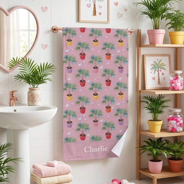 Süße rosa Zimmerpflanze Palmenbaum Badehandtuch (Von Creator hochgeladen)