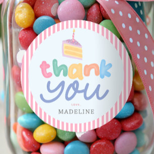 Süße rosa Zwei Süße Kuchen Kinder Geburtstag Runder Aufkleber