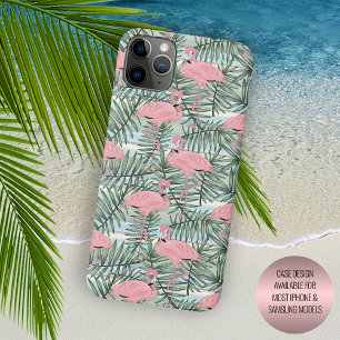Süße rosafarbene Flamingos Palmwedel Kunst Muster iPhone 15 Pro Max Hülle