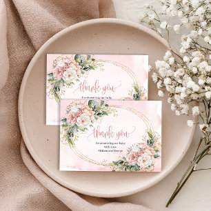Süße rosafarbene Floral-Eukalyptus-Dankeskarten mi Dankeskarte