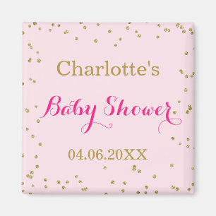 Süße rosafarbene goldene Glitter-Konfetti-Baby-Par Magnet