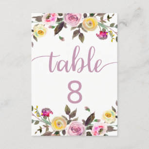 Süße Rose Aquarell Blumen Hochzeit Tischnummern