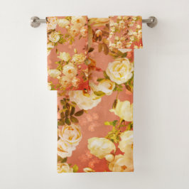 Süße Rose auf Orange Badhandtuch Set