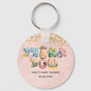 Süße Rose-Gold-Marmor-Baby-Party-Tier-Danke Schlüsselanhänger