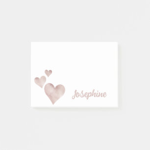 Süße Roségold-Herzen Personalisierter Mädchenname Post-it Klebezettel