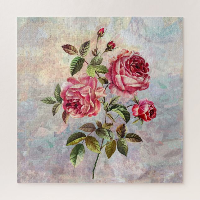 Süße Rosen auf texturiertem Hintergrund  Puzzle (Vertikal)