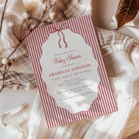 Süße rot gestreifte Baby Shower Einladung mit Schl