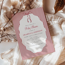 Süße rot gestreifte Baby Shower Einladung mit Schl
