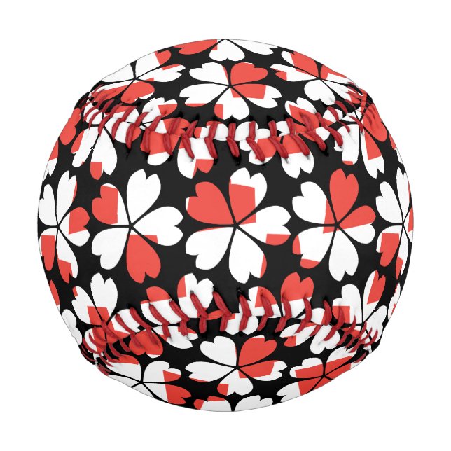 Süße rot-weiße Blumenmuster Baseball (Vorderseite)