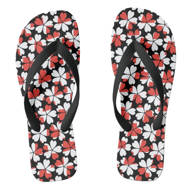 Süße rot-weiße Blumenmuster Flip Flops (Fußbett)