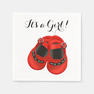 Süße rote Babyschuh-Baby-Party Serviette