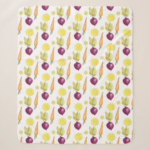 Süße Rote Beete Zitrone und Karotten Aquarellmuste Sherpadecke