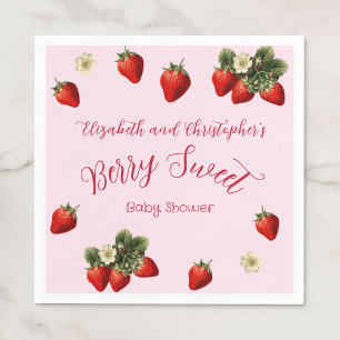 Süße Rote Erdbeeren Mädchen Baby Shower Serviette
