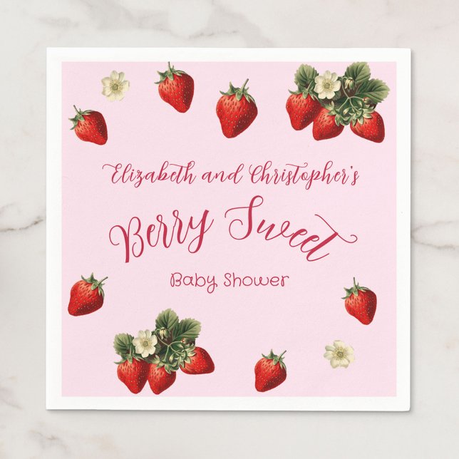 Süße Rote Erdbeeren Mädchen Baby Shower Serviette (Von Creator hochgeladen)