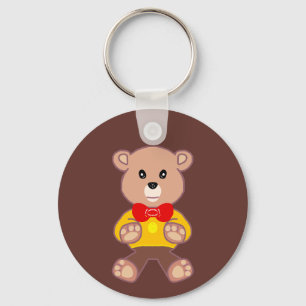 Süße rote Fliege Beige Teddybär Braun Schlüsselanhänger